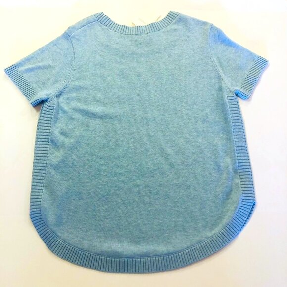 KINROSS 100% Cotton Sweater Iced Aqua Short Sleeve Round Hem Crew Neck Size L - Picture 2 of 14